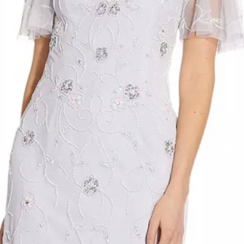 Adrianna Papell Plus Beaded Mesh Sheath Dress New With Tag - Picture 7 of 8